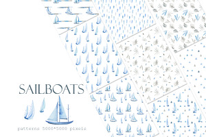 Sailboats Seamless Pattern