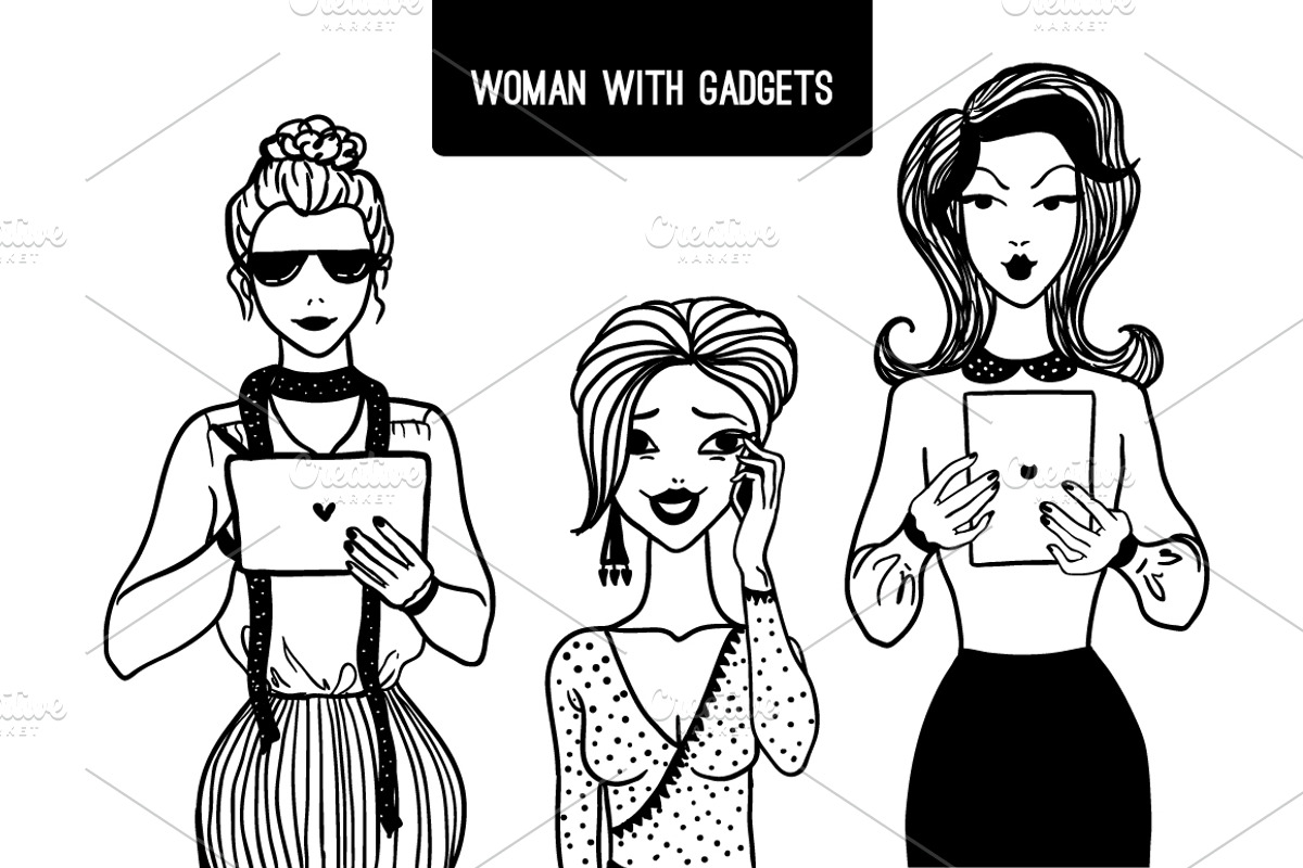 Set of people with gadgets., a Person Illustration by AnastasiaFears (Photo 3 of 4)