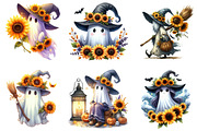 Witchy Sunflower Ghost Halloween, an Illustration by DreamArtGraphic (Thumbnail 2 of 5)