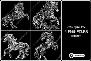 Horse Swirling Floral Pattern Equine, a Background Graphic by LaseredNinja