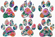 Floral Dog Paw Prints Clipart, a Seasonal Illustration by Craft Nest (Thumbnail 5 of 6)