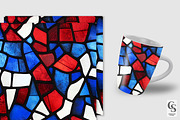 Red Blue Stained Glass Digital Paper, a Pattern Graphic by Creative Store (Thumbnail 3 of 5)