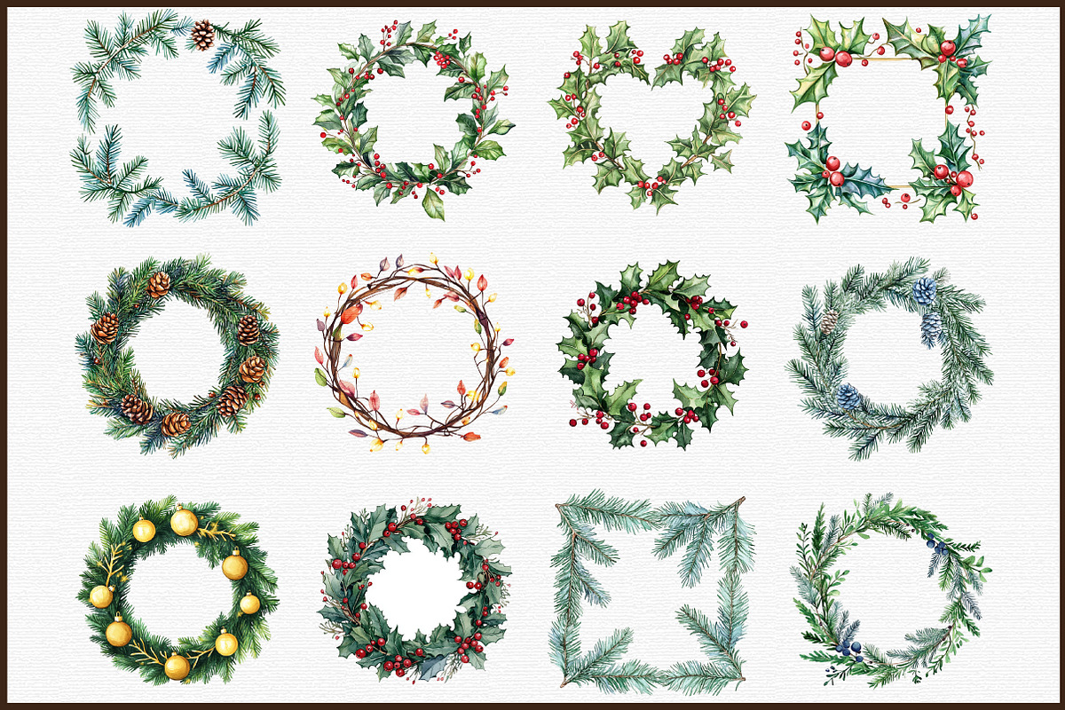 Winter Festive Frames Wreaths Christ, an Illustration by Sublimation Artist (Photo 3 of 6)