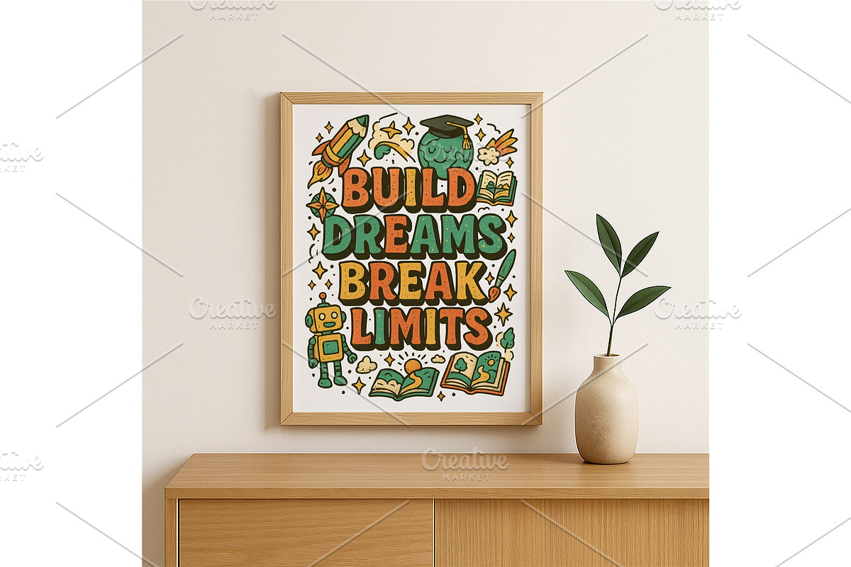 Build Dreams Break Limits Wall Art, a Background Graphic by LaseredNinja (Photo 2 of 7)
