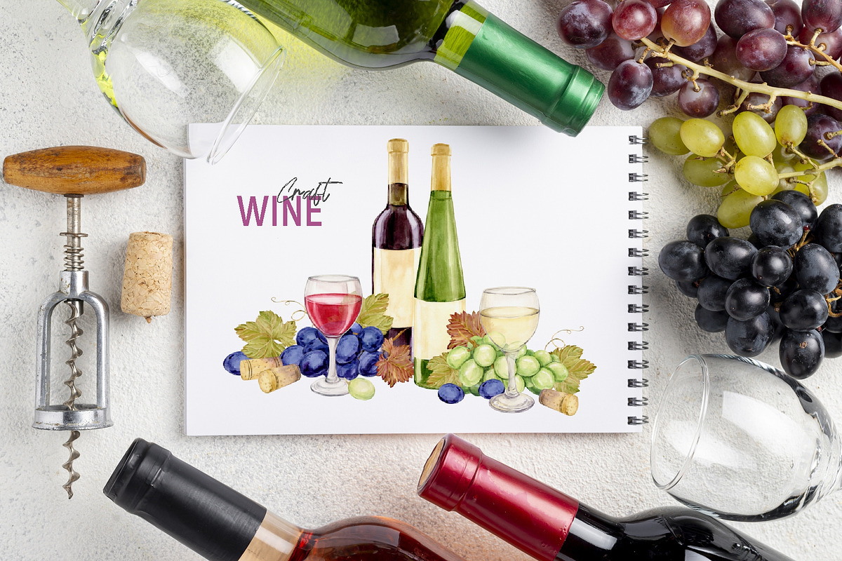 Craft WINE. Watercolor set, an Illustration by Tata Pilip (Photo 7 of 16)