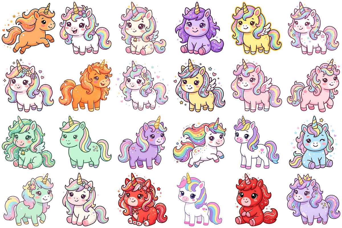 Cute Unicorn Clipart, an Animal Illustration by Forhadx5 (Photo 5 of 9)