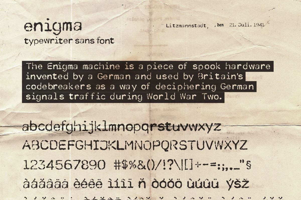 Enigma Typewriter Sans Font preview 2