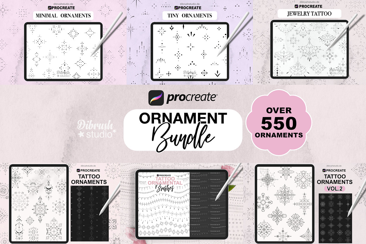 Procreate - Ornament Tattoo Bundle, a Brush Add-On by DiBrush Studio (Photo 1 of 4)