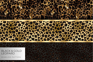 Black & Gold Leopard Glitter Paper