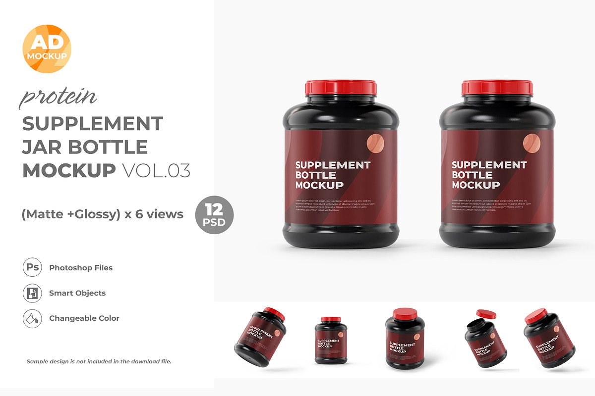 Protein Powder Container Mockup, a Packaging Mockup by Adstart (Photo 1 of 8)