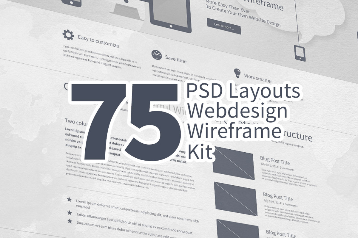 75 Layouts Webdesign Wireframe Kit, a Wireframe Template by DesignSomething (Photo 1 of 5)
