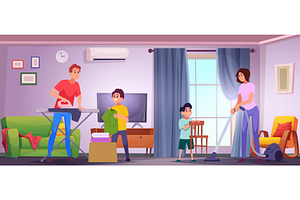Kids helping parents. Childrens, a Person Illustration by Onyx