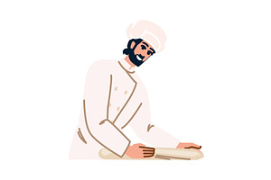 Baker kneading dough for bread, a Food Illustration by pikepicture