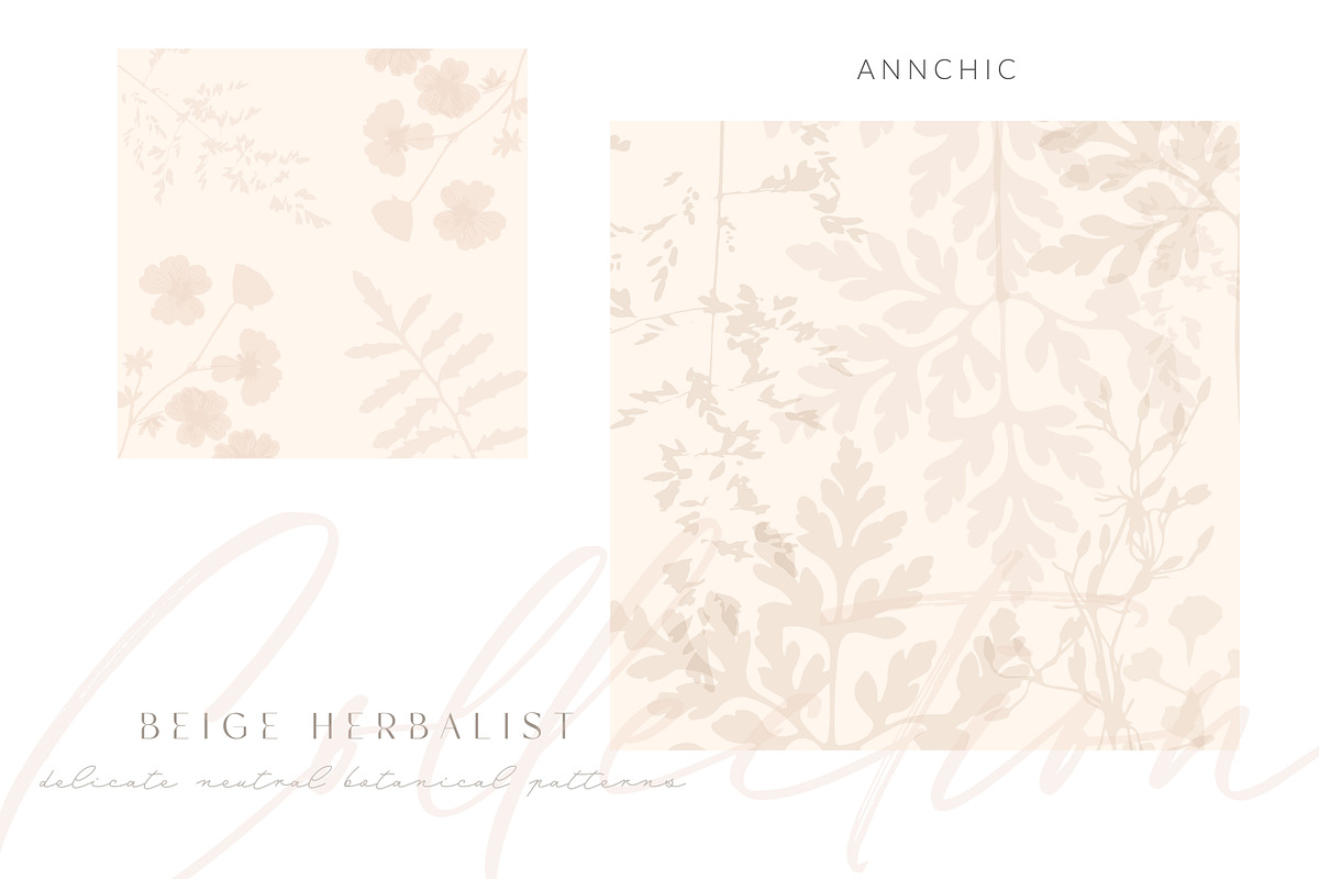 Beige botanical pattern collection, a Pattern Graphic by Anna Sokol (Photo 8 of 16)