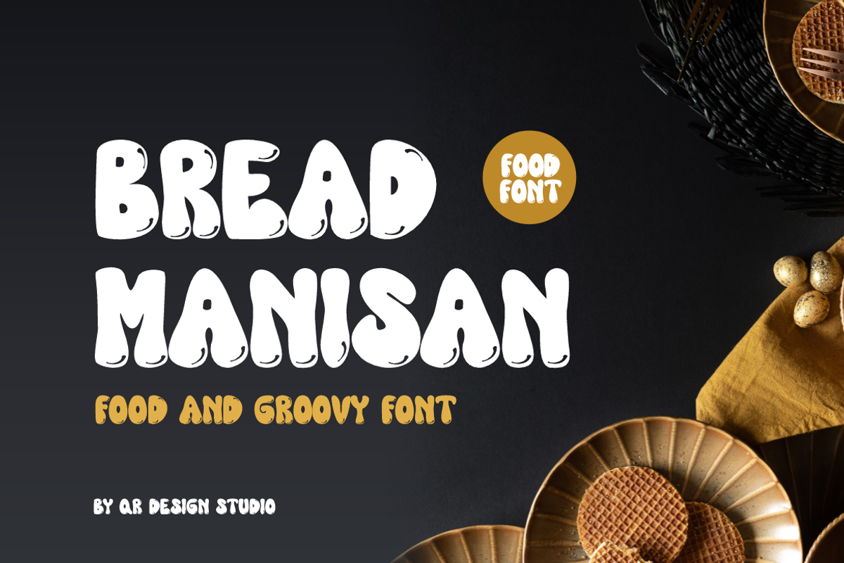 Bread Manisan - Groovy & Food Font, a Handwritten Font by QR Design Studio (Photo 1 of 7)