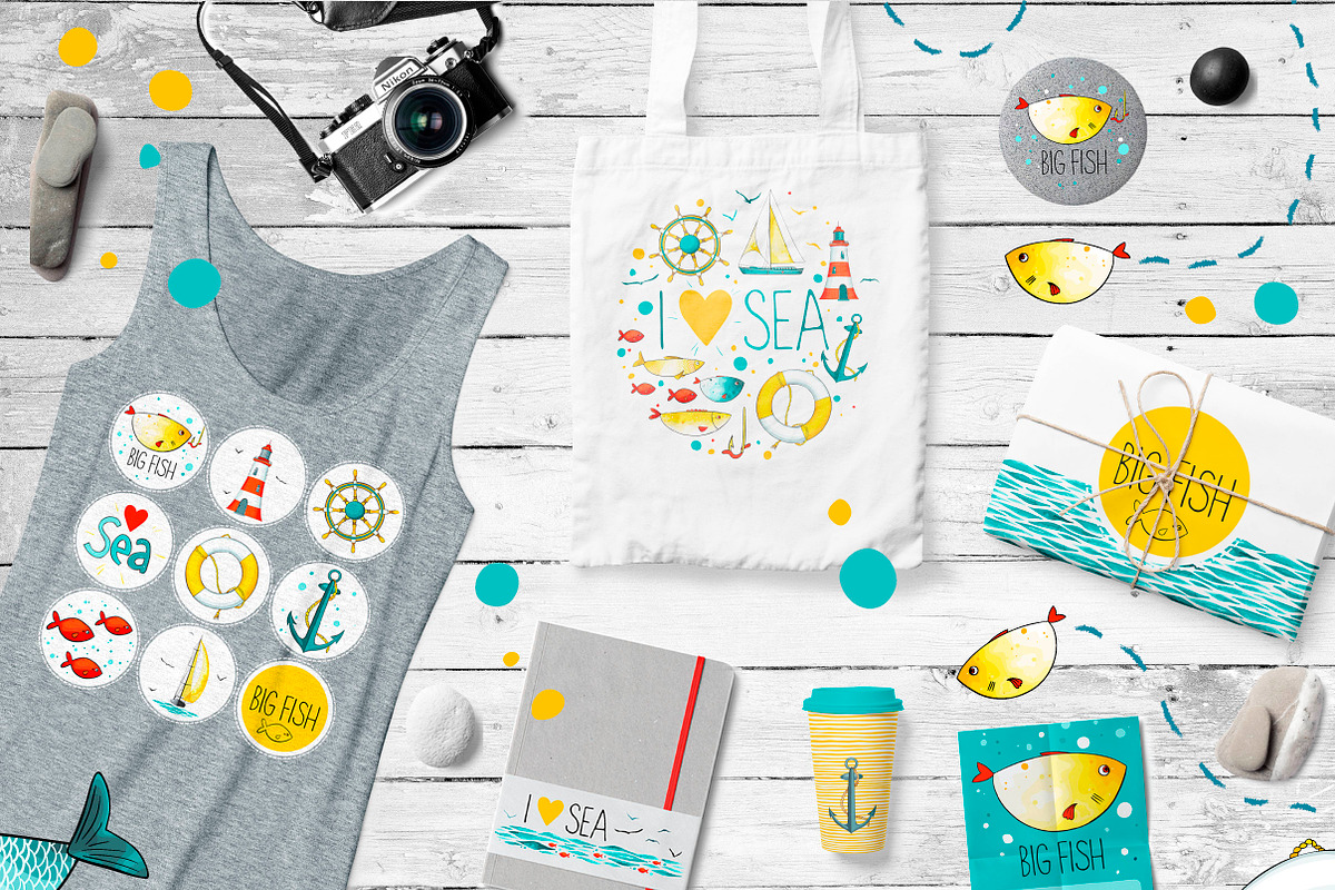 I love SEA - vector design kit, an Object Graphic by Olga Bonitas (Photo 8 of 9)