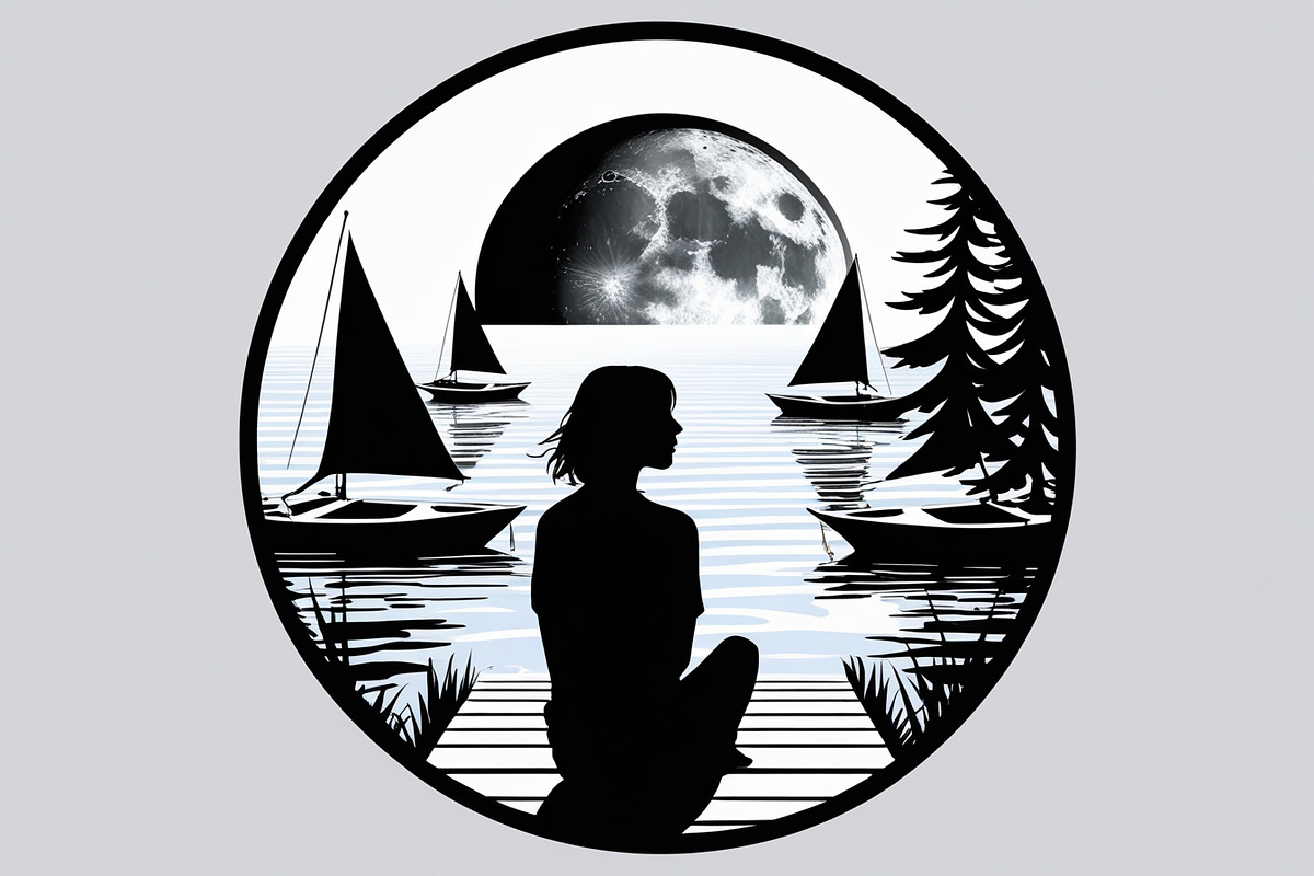 Mindful Lake Meditation Silhouette S, an Illustration by Creativeshirt (Photo 7 of 9)