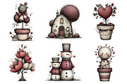 Whimsical Christmas Topiary Trees, an Illustration by Daily.Designs (Thumbnail 3 of 5)