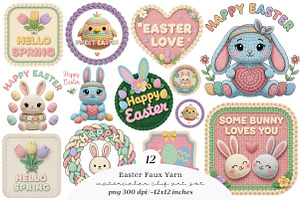 Easter Faux Yarn Clipart Bundle, an Illustration by SinaCreation