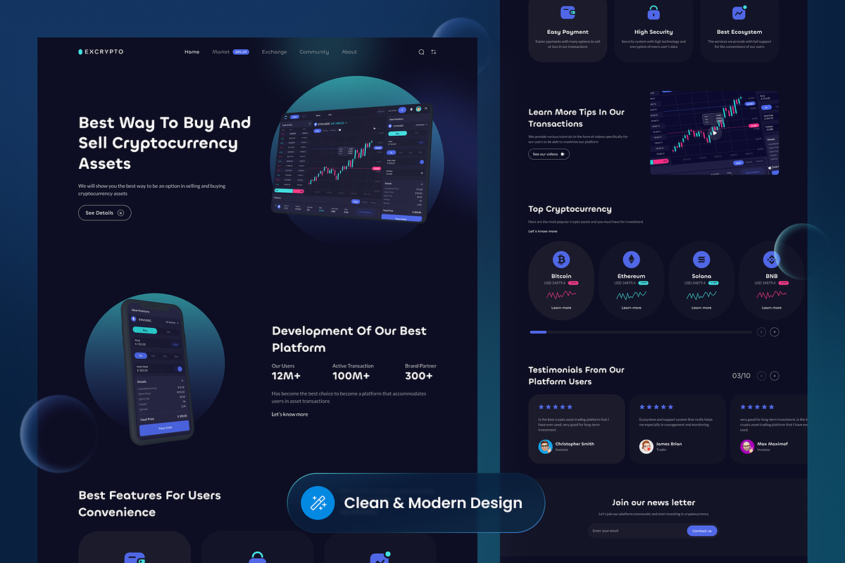 Excrypto - Crypto trading website, a Websites & App Template by SLAB! Design