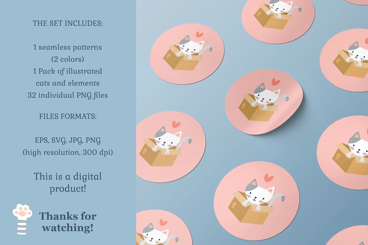 Cats illustration pack & patterns, a Graphic by Nina Bered Illustration (Photo 6 of 6)