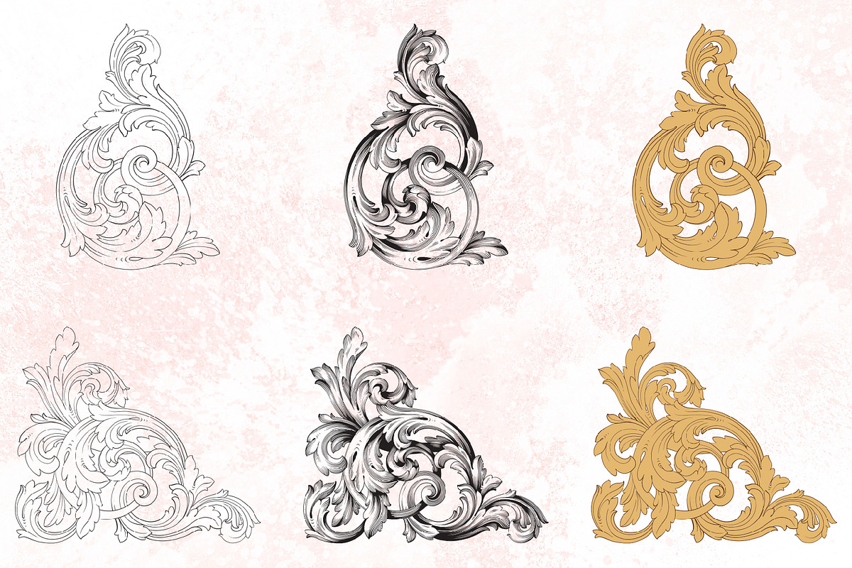 Vector Baroque Ornament elements, a Decorative Illustration by Samira (Photo 6 of 11)