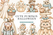 Cute Halloween Pumpkin PNG Clipart, a Seasonal Illustration by BusyDaydesign (Thumbnail 1 of 9)