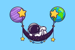 Cute Astronaut Sleeping On Space