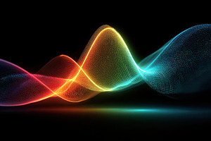 Abstract colorful wave flowing in da, a Photo by Pixeness Studio