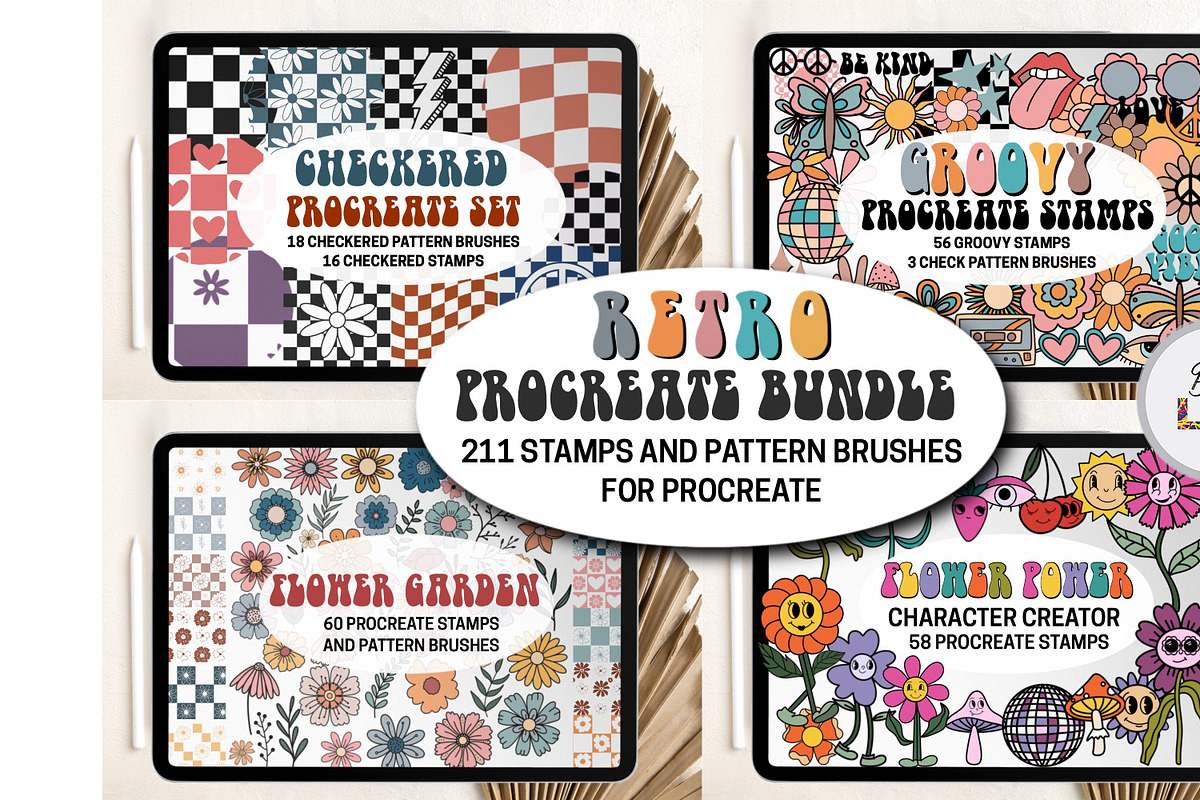 Retro Procreate Bundle Stamps Brush, a Brush Add-On by Brush Lab (Photo 1 of 9)