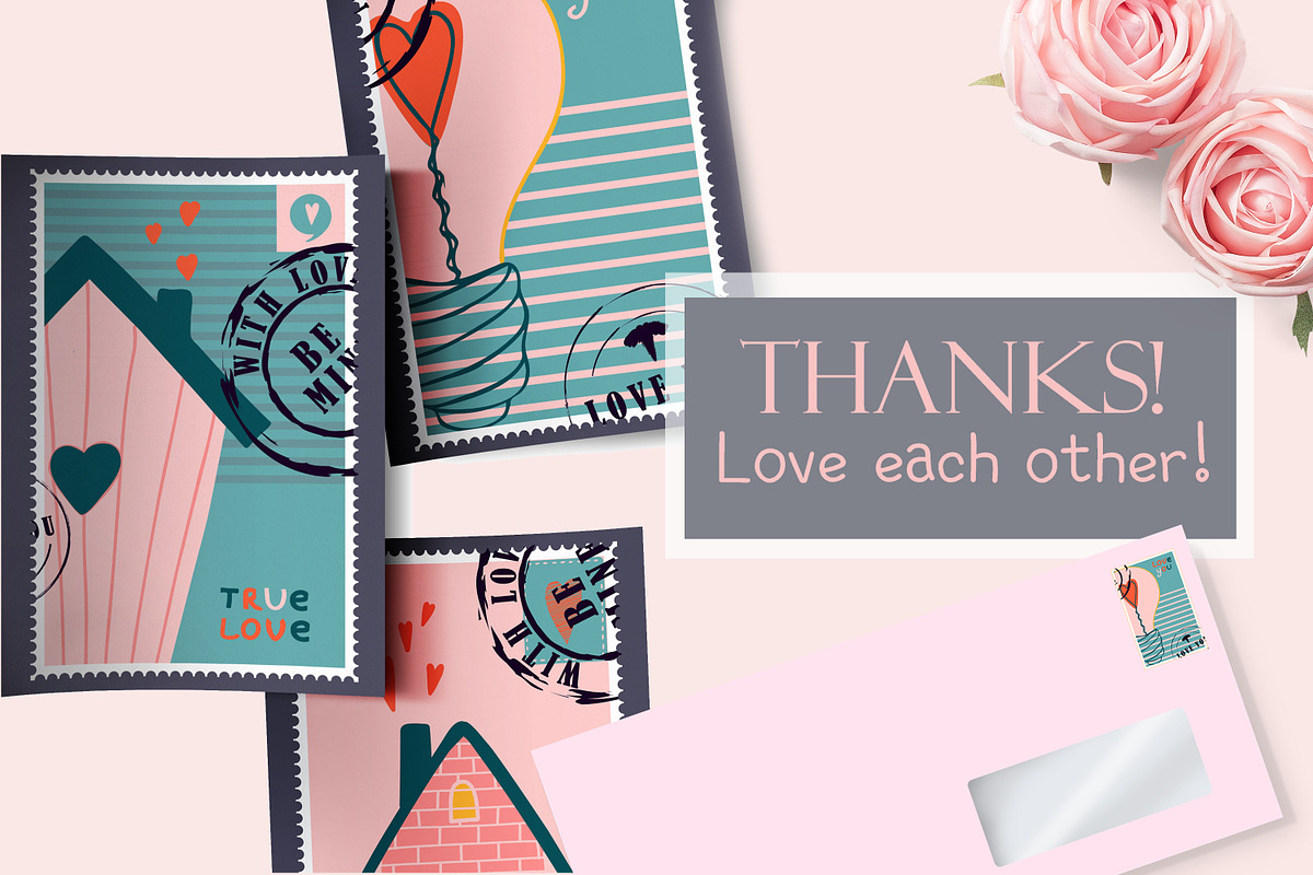Postage stamps romantic for Valentin, an Illustration by Big Squirrel (Photo 6 of 7)