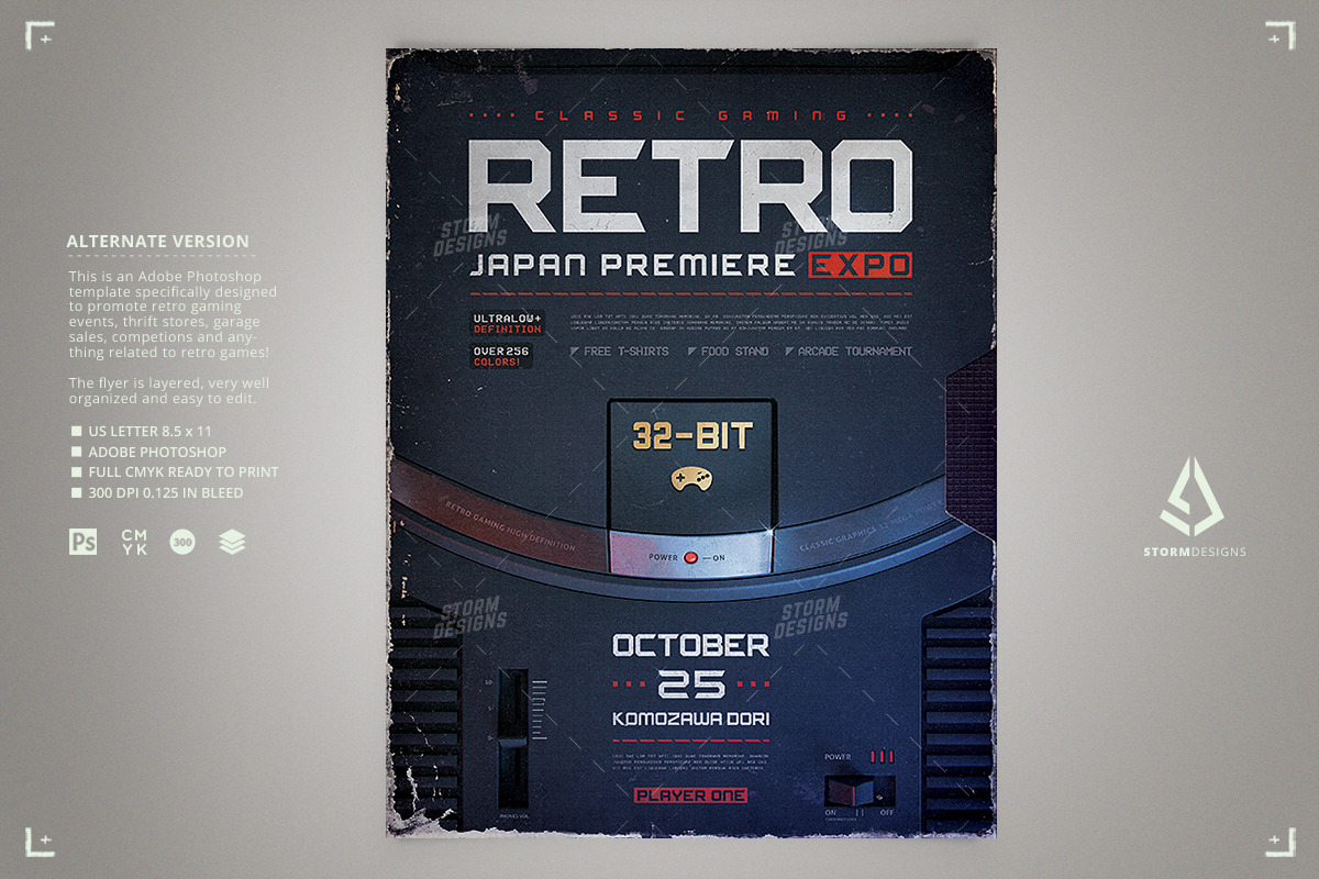 Retro Game Flyer Genesis Template, a Flyer Template by Storm Pixels (Photo 2 of 3)