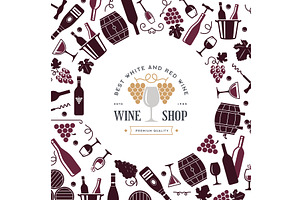 Wine tools. background with bottles, a Food Illustration by Onyx