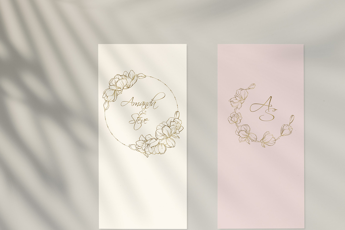 Linear Magnolia Flowers Wreath PNG, an Illustration by Color and Decor (Photo 7 of 7)