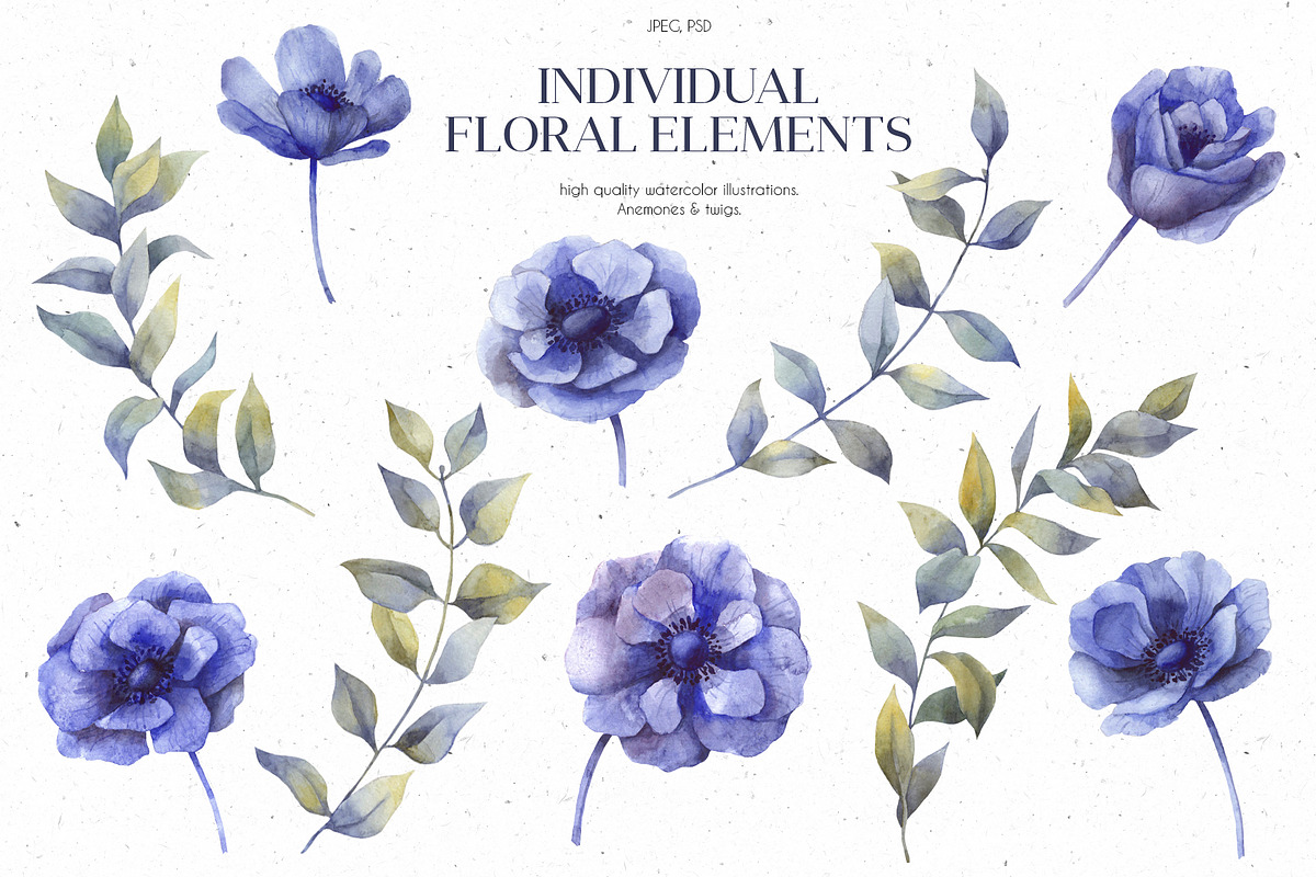 ANEMONE watercolor patterns set, a Pattern Graphic by Anastasia Koba (Photo 6 of 10)