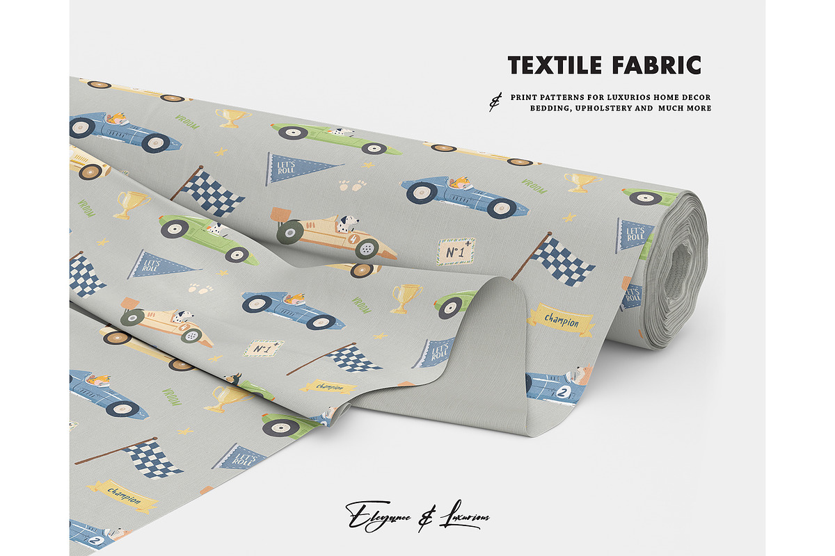 Racing pattern Cat Dog Racer car f1, a Pattern Graphic by Milatoo (Photo 4 of 4)