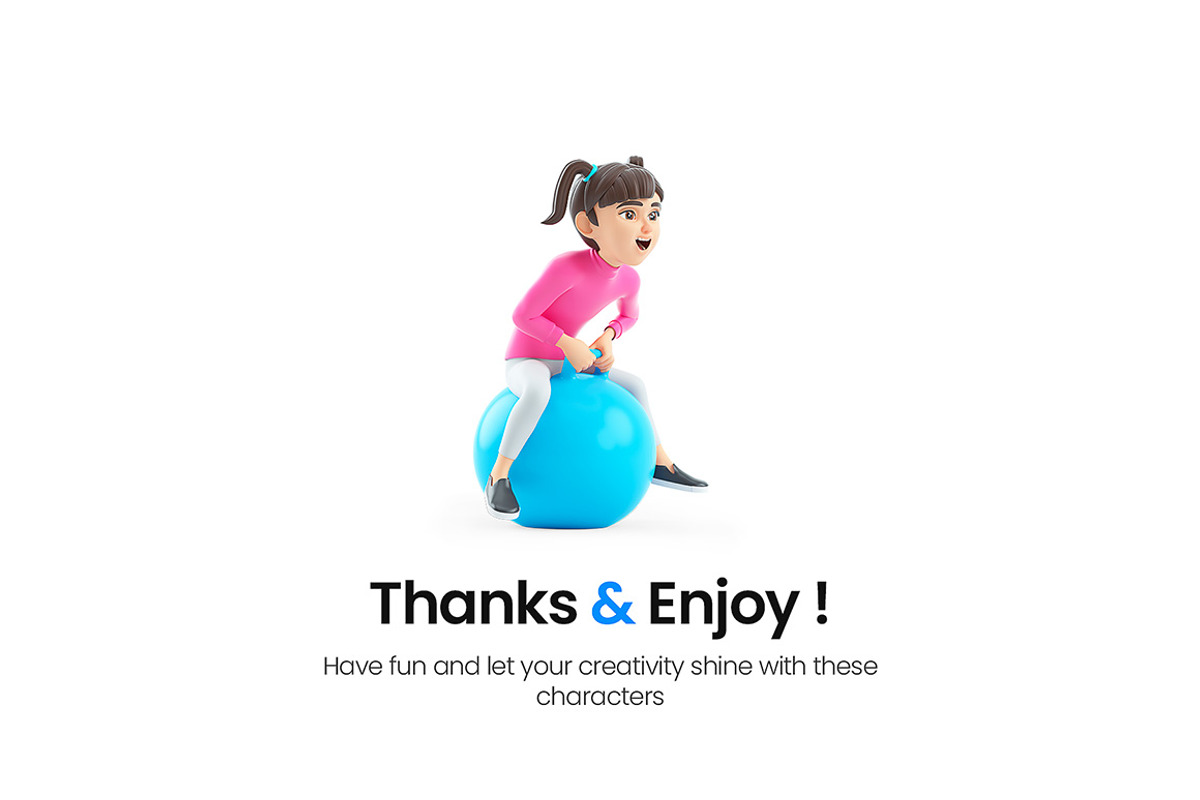 Cartoon Girl – Set of 50 Poses, a Person Illustration by 3DMask (Photo 6 of 6)