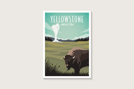 Yellowstone National Park poster, a Decorative Illustration by DOMHOUZE