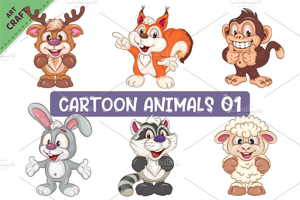 Set of Cartoon Animals 01. Clipart., an Animal Illustration by KENO Mascots (Photo 1 of 7)