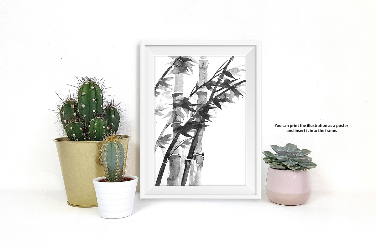 Ink Japanese bamboo, an Illustration by NataliMiasStore (Photo 4 of 8)