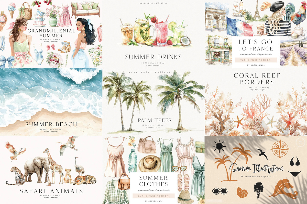 Summer & Travel Bundle, a Seasonal Illustration by PeDe Designs (Photo 2 of 15)