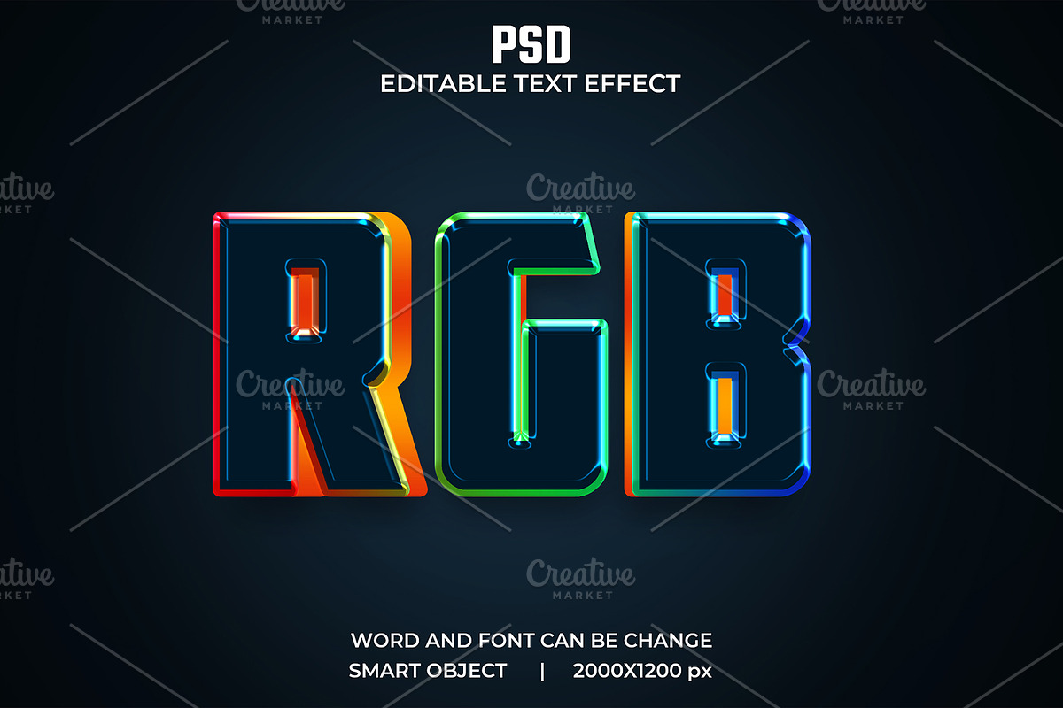 RGB 3d Editable Psd Text Effect, a Layer Style Add-On by bdrobin (Photo 1 of 2)