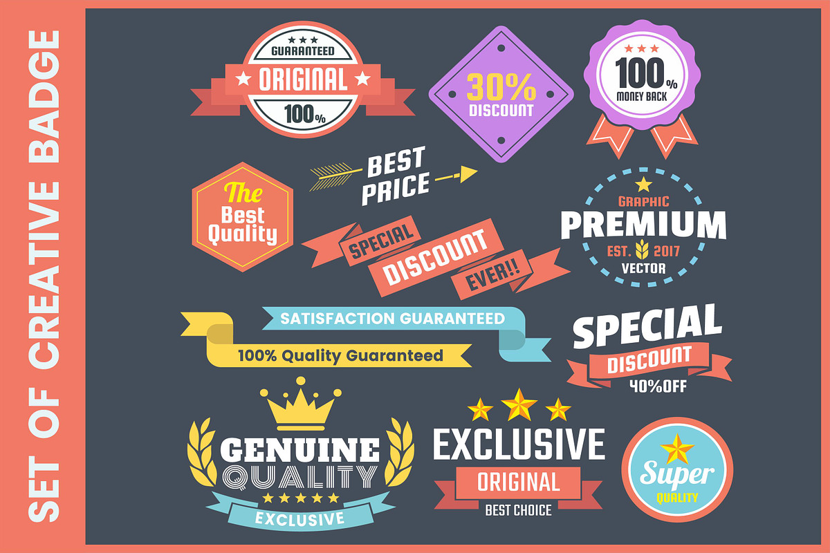 Vintage Badge & Objects Vector Set, a Decorative Illustration by Toonsteb