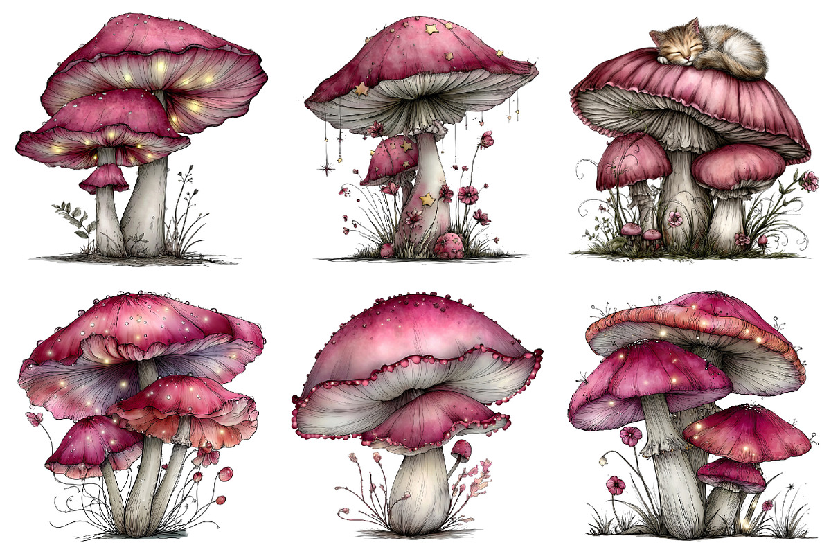 Whimsical Mushroom Clipart, an Illustration by Dream Creation (Photo 2 of 7)