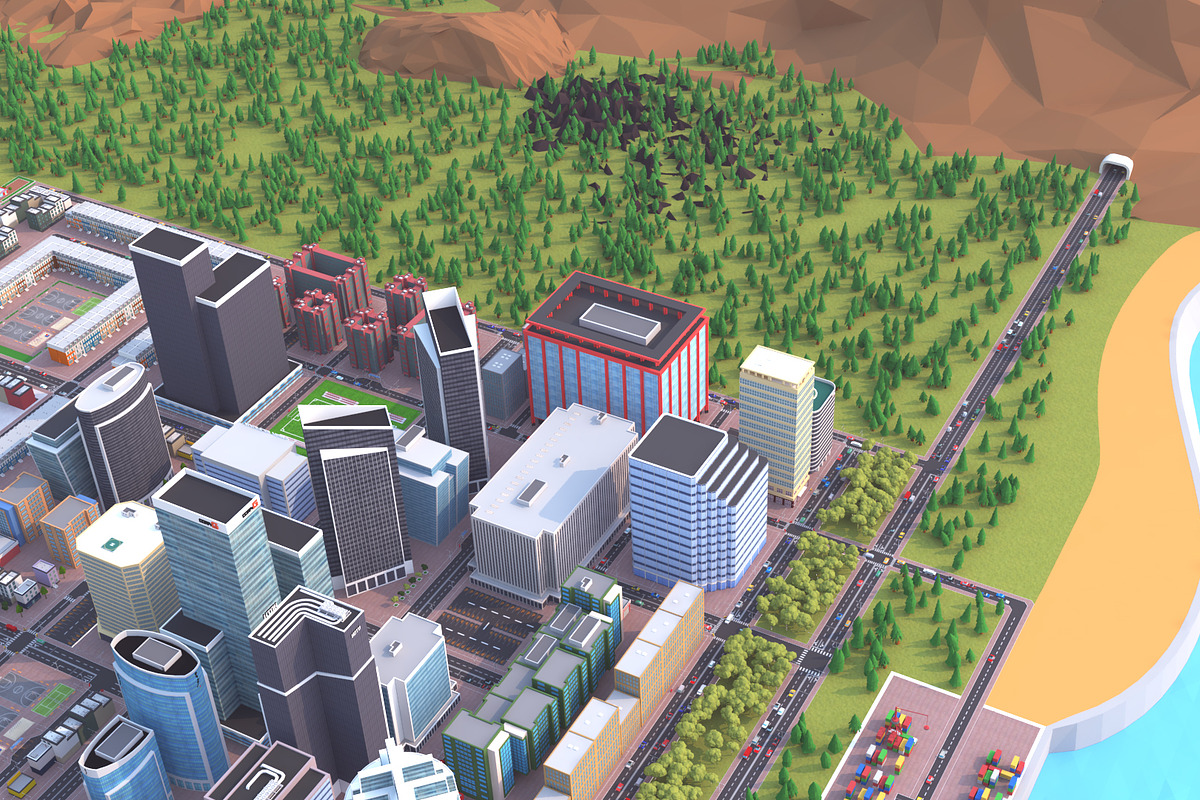 Metropolis City low poly Scene, an Architecture 3D Model by NOMODOL (Photo 5 of 39)