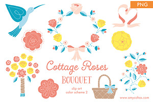 Cottage Roses Bouquet 2: Clip Art