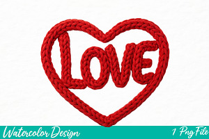Chunky Yarn LOVE Heart, an Illustration by Watercolor design