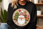 Round Patchwork Christmas Santa PNG, an Illustration by SinaCreation (Thumbnail 3 of 7)