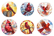 Stained Glass Cardinal Bird Clipart, an Illustration by CreationArt (Thumbnail 3 of 5)