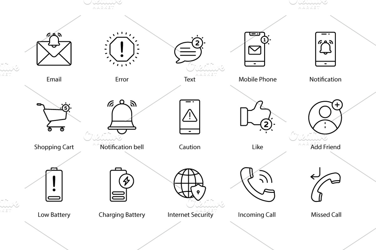Notifications icons, an Icon by Vector Squad (Photo 2 of 5)